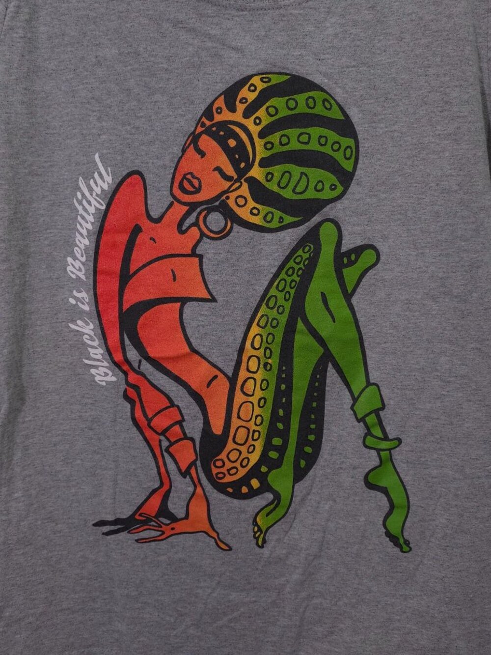 Black History Month Gray T-Shirt With "Black Is Beautiful" Graphic Print - M - Picture 3 of 5